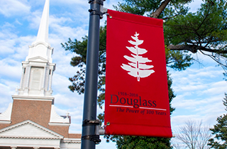 red banner on the Douglass Campus